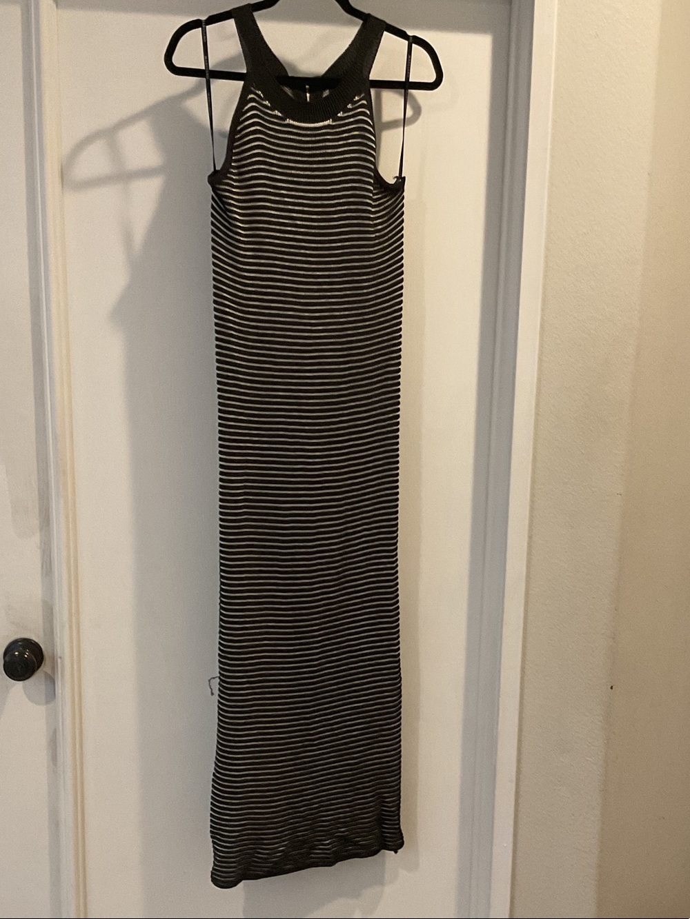 Marciano Black and White Striped Racerback Maxi Dress